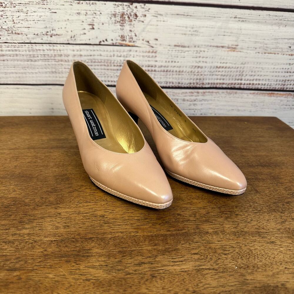 Vintage Stuart Weitzman Blush Pink Leather Pumps Heels Pointed Toe Womens 7 Wide